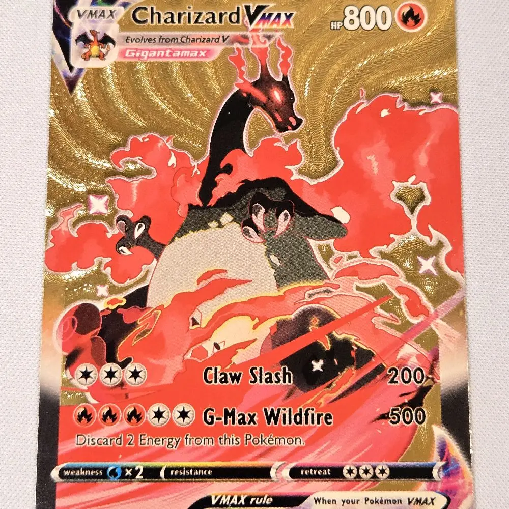 Charizard VMAX red Gold Foil Fan Art card Gold Foil Cards Collectible Card Charizard VMAX red Gold Foil Fan Art card Gold Foil Cards Collectible Card