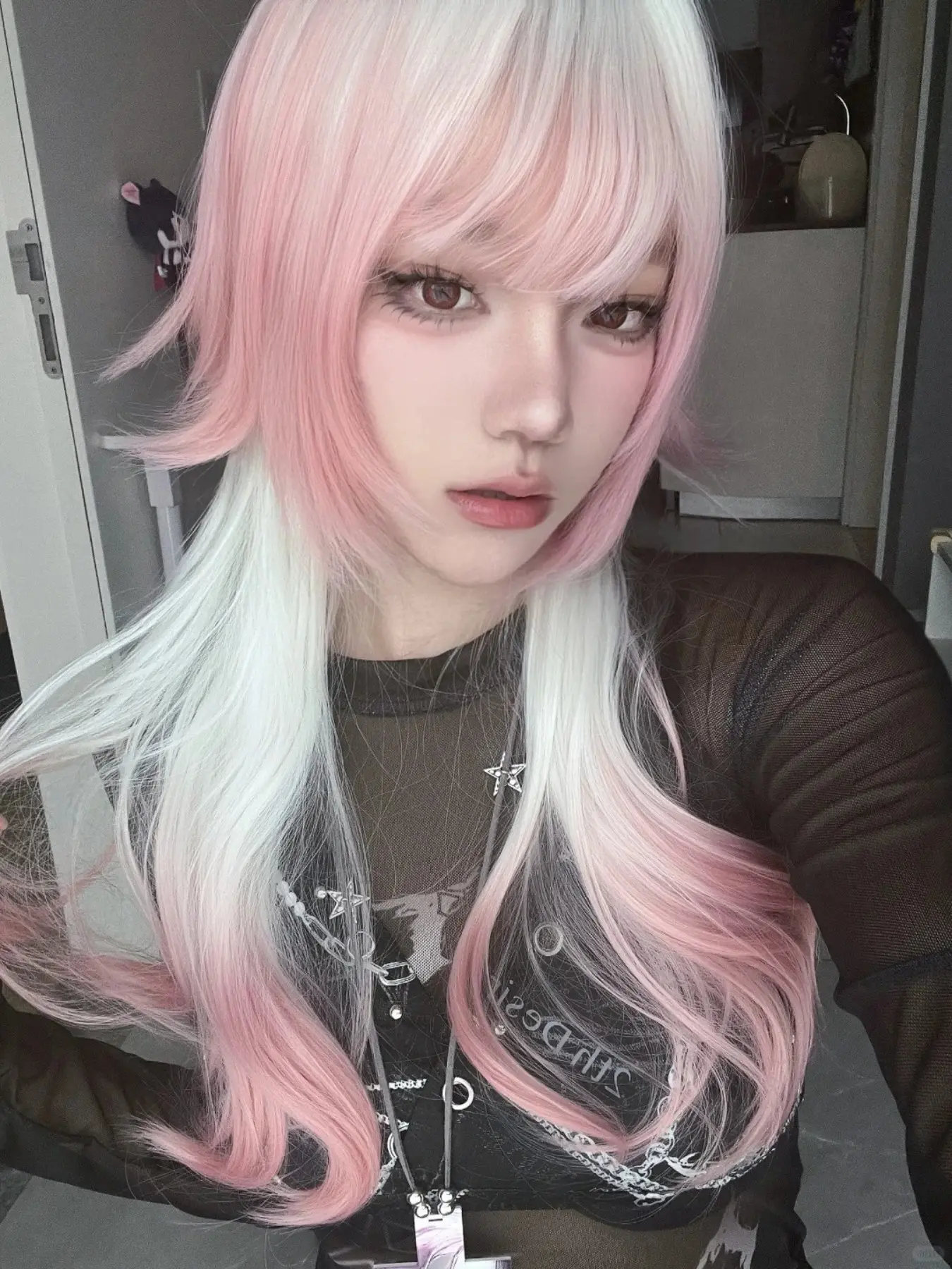 Gradient Jellyfish Head Wig for Women, Wavy Wig, Fashion Natural Y2K Style, Heat Resistant Fiber Lolita Wig, Synthetic Wigs, Trendy Hair Accessory