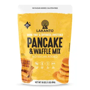 Lakanto Pancake and Waffle Mix - Sweetened with Monk Fruit Sweetener and Erythritol, Breakfast, Flapjacks, Almond Flour, Low Net Carbs, Gluten Free, Keto Diet Friendly, Healthy Baking (16 oz)