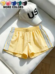 Y2K Women's Striped Sport Shorts Casual Loose Fit for Gym Running Streetwear Running Athletic Shorts