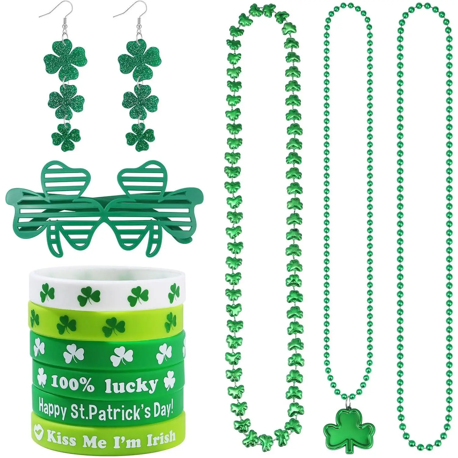 St Patrick's Day Accessories for Women St Patricks Day Earrings Necklaces Bracelets Irish Glasses Set Shamrock Saint Patricks Parade Throw Party Favors Decorations Jewelry Gifts