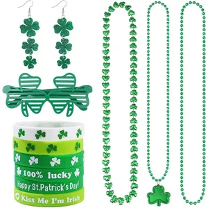 St Patrick's Day Accessories for Women St Patricks Day Earrings Necklaces Bracelets Irish Glasses Set Shamrock Saint Patricks Parade Throw Party Favors Decorations Jewelry Gifts