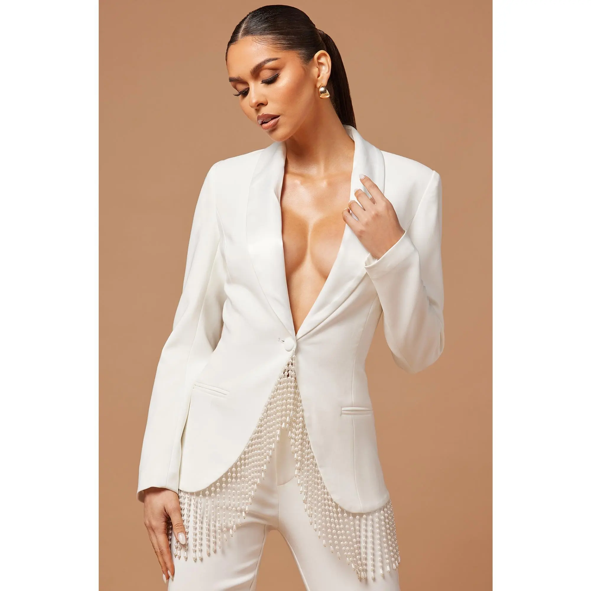 Sadie Pearl Blazer - White