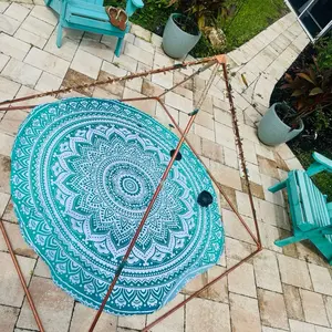 Copper Pyramids - Teal Mandala Design with Copper Frame Decorative Item