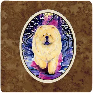 212 MAIN Durable Insulated Foam Coaster Set - 4-Piece Square Chow Chow Style Placemats & Coasters, 3.5x1x3.5 in Fade-Proof Kitchen Tableware Accessory (Dual-Use as Mouse Pad)