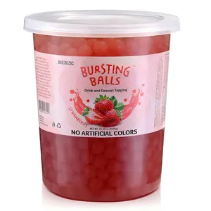 BREXONIC Strawberry Boba Pearls Popping Bursting Boba Tapioca Pearls For Bubble Tea No Artificial Colors 2 LB 1 Pack