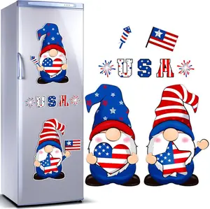 9 Pieces Patriotic Gnome Magnets for Refrigerator Memorial Day Fridge Magnet USA Flag 4th of July Independence Day 250th Anniversary Holiday Decoration for Kitchen Metal Door Car Garage Mailbox
