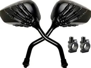 Pairs of Distinctive Skull Skeleton Hand Bicycle Mirror, Rearview Side Mirror Handlebar Mirror Mount Holder Clamp Adaptor 10mm for Scooter Moped Bike Standard Bike Motorcycle