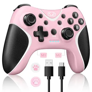 Wireless  Controllers Pink,  Controller for  /Lite/OLED/Windows PC with /Vibration/Turbo Funtion, Pro Controller Gamepad with 2 Thumb Caps
