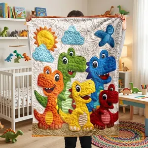 Cute Cartoon Dinosaur Digital Print Blanket, Ideal for Kitchen, Living Room, Bedroom, Bathroom, Game Room, Christmas Gift, Friends and Family