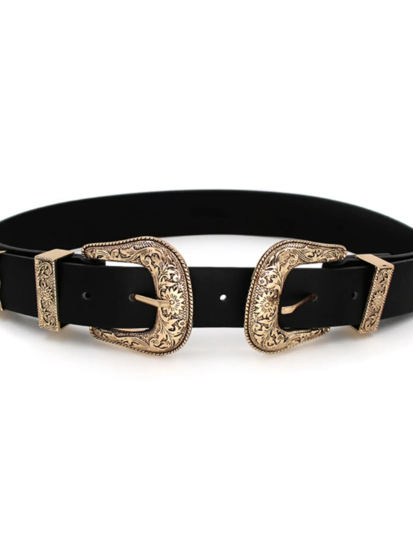 Women's Vintage Floral Buckle Belt, Western Belts, Western Style Belt, Western Belt Buckles, Fashionable Versatile Punk Fashion Waistband with Dual Head Design, Stylish Ladies Accessory for All Occasions, Cool Belts