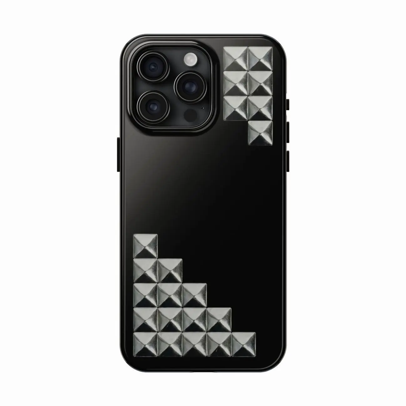 Midnight Studded Luxe Case – Black Chrome Pyramid Design Tough Cover 7