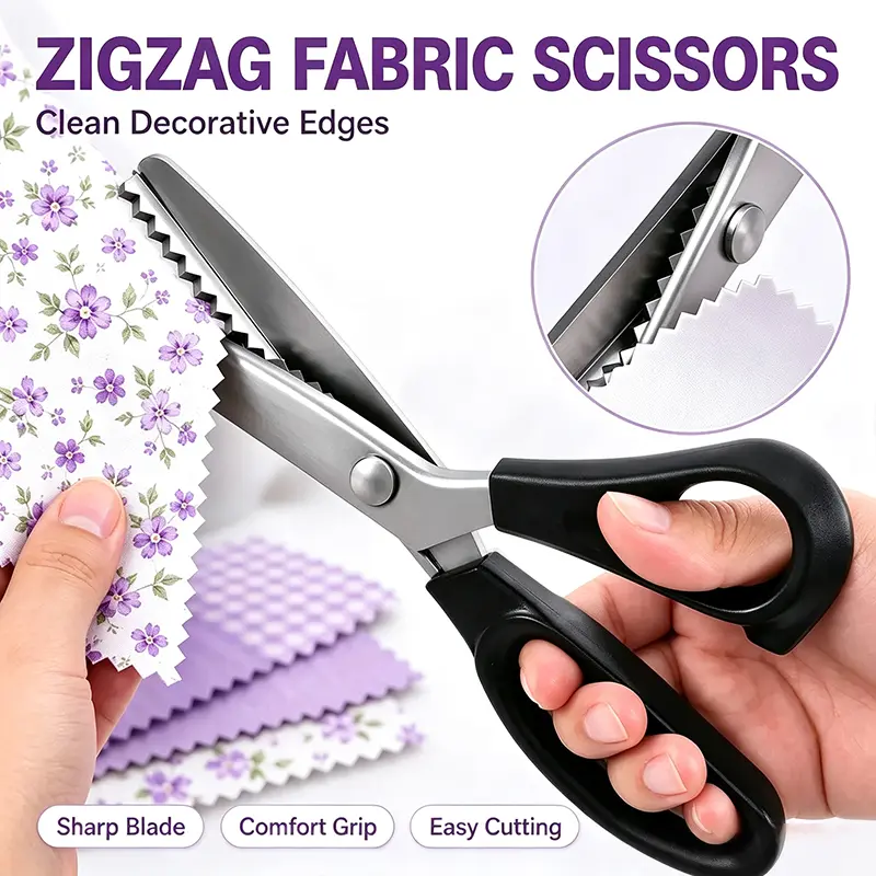 2-piece professional tailor’s scissors set, total length 23 cm, stainless steel wavy scissors – craft scissors with serrated edges, suitable for home sewing, garment making, and fabric cutting – sewing tool set, DIY tools