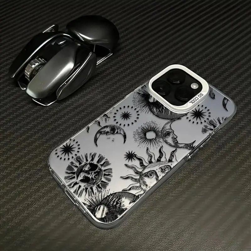Mysterious Star Pattern Printed TPU Laser Craft Cellphone Casing - Durable, Shockproof, Anti-Drop Protective Cover with Polycarbonate Protection, Fashion Mobile Phone Accessory Compatible with iPhone 11-17 Pro Max Air Plus
