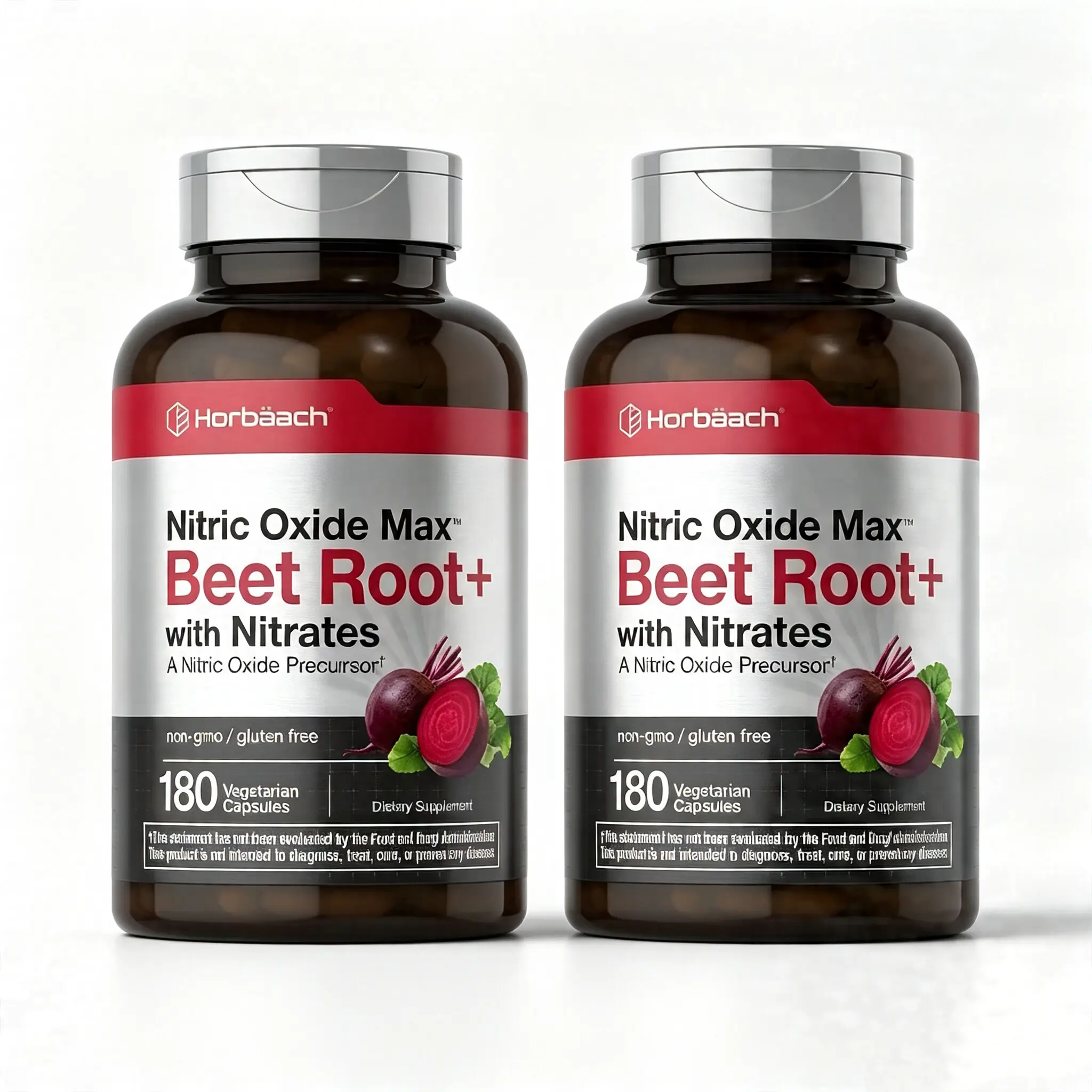 Horbäach Nitric Oxide Beet Root Capsules | 180 Count | with Nitrates and Precursor | for Men and Women | Vegetarian, Non-GMO, Gluten Free Supplement