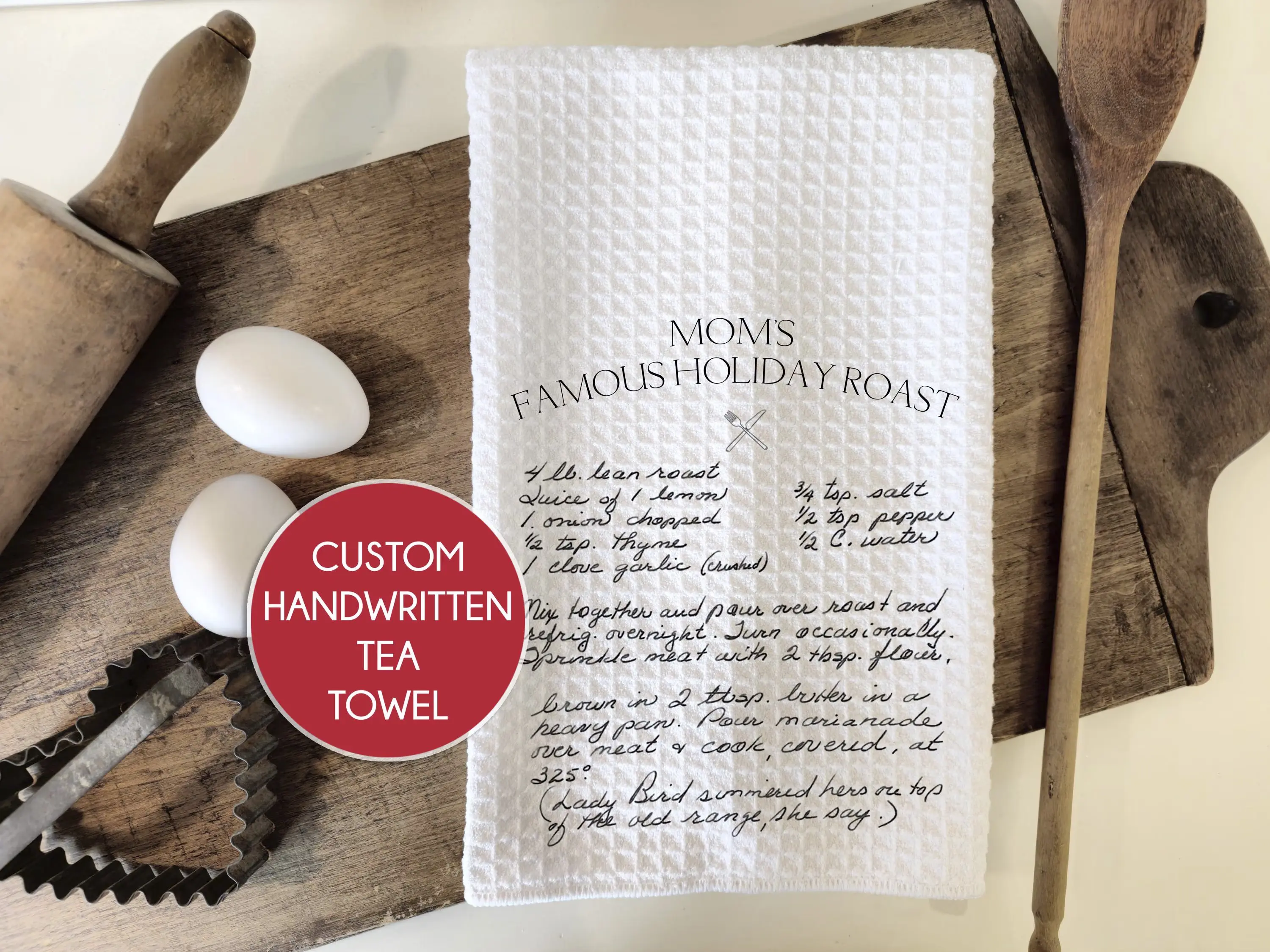 Handwritten Recipe Kitchen Towel, Personalized Family Keepsake Gifts