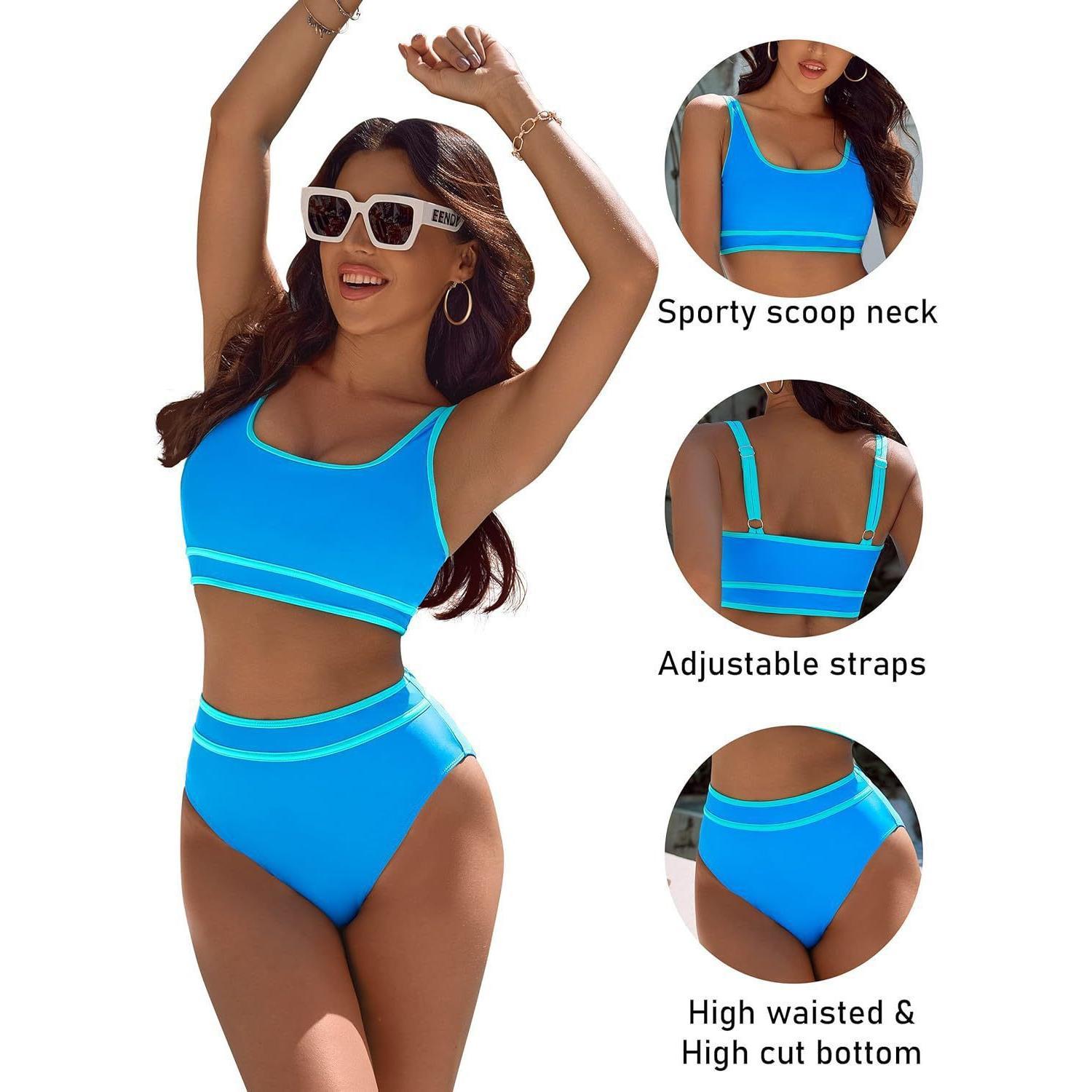 Bikini Tight-fitting Solid Color Swimsuit For Women