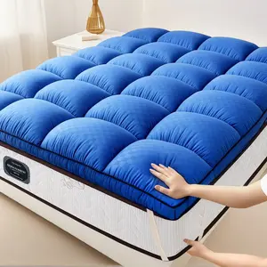 TROAX Blue Mattress Mosaic Style Quilting Process Microfiber Filling No Cotton Running Four Corners Fixable Comfortable Bedding