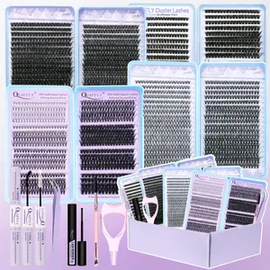 2722 Pcs High Capacity Lash Clusters Kit 10-100D D Curl Lashes Clusters Natural Look  Individual Super Thin Band DIY Cluster Eyelash Extensions Kit with Lash Bond&Seal Lash Remover Tweezers Brush  Mascara Shield