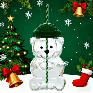 2026 New Bear Straw Cup, Cute 20oz Bear with Straw Cup, Fun Mug, Coffee Beer Cocktail Drink Cup, Party Drink Cup, Reusable Water Cup
