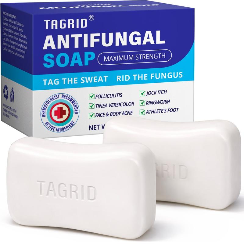 TAGRID Antifungal Soap with Tea Tree Oil – Fine Oatmeal Powder Body Bar for Deep Yet Gentle Cleansing – Body Wash for Jock Itch, Ringworm & Itchy Skin – Soothing Relief, Skin Balance & Herbal Cleanser (2 Bars)
