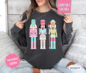 Nutcracker Comfort Colors Sweatshirt, Christmas Sweater Womenswear, Holiday Crewneck