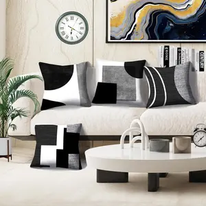 4 Piece Set Pillow Covers 45x45 Cm Geometric Abstract Decorative Cushion Cases for Sofa Bed Living Room Decoration Bedroom Decorative Accessories
