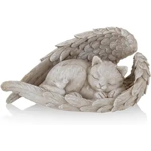 Cat Angel Memorial Statue Commemorates Our Lost Fur Baby,Cat Figurines is Placed in The Outdoor Garden or Tombstone,cat Statue Resin