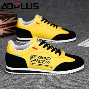 AOPLUS Shoes with a retro style featuring a sharp contrast between yellow and black, essential for street fashion. Stylish letter-patterned casual sports shoes, classic men's suits, essential items for outdoor travel, and must-haves for trendsetters.
