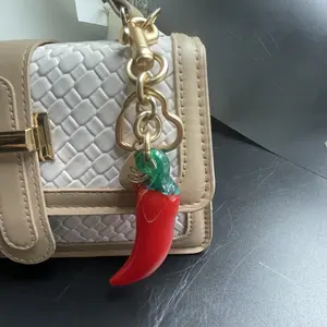 Personalized bright red vegetable chili pepper shaped multifunctional bag pendant, ladies gift