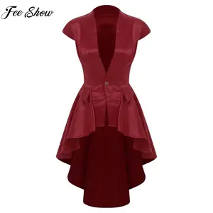 Women Medieval Renaissance Vampire Cosplay Costume Victorian Waterfall Waistcoat Steampunk Tailcoat for Halloween Carnival Party