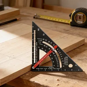 7 Inch Multifunctional Triangle Ruler, 90 Degree Right Angle Measuring Square, Heavy Duty Precision Layout Tool for Woodworking Carpentry Drawing