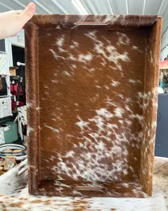 XL genuine cowhide decorative tray 20x14x3