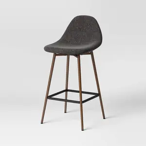 Threshold Curved Back Counter Stool Bar Round Mid-Century Metal 24.5" Dark Gray