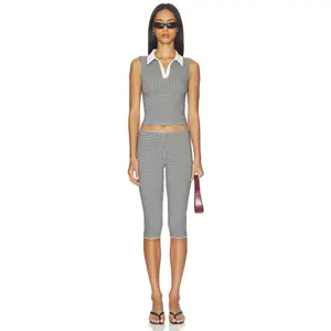 MORE TO COME Tarah Capri Set in Black & White Gingham