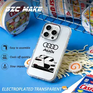 Audi fashion car logo pattern Phone Case For iPhone17 16 15 14 13 12 Pro Max Plus Electroplated Transparent phone case Cover