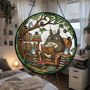 Everything's Ghibli Studio Accessories Store - Totoro Stained Glass Suncatcher, My Neighbor Totoro Window Garden Decoration