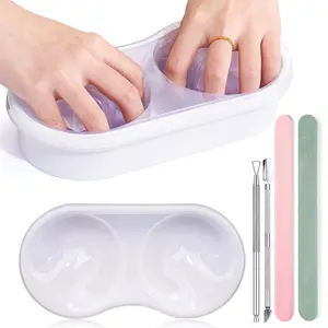 Dual Nail Soaking Bowl  Proof: Soak Off Gel Nail Polish Dip Powder Remover Bowl- Cut the Soaking Time in Half Manicure Bowl for Salon Home