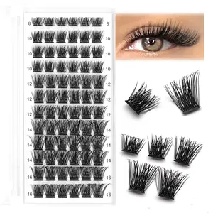 Individual Segmented Cluster False Eyelashes, 1 Set Self Grafting Segmented Fluffy Natural Curl Eye Makeup Faux Strip Lashes for Women for Daily Natural Lash Clusters