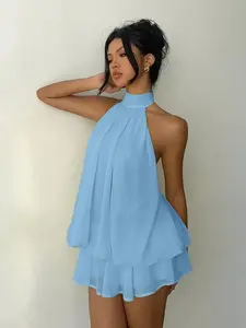 2026 Women's Summer Sexy Elegance Halter Sleeveless Backless Bodycon Mini Dress for Party and Club, Boho Backless Dress