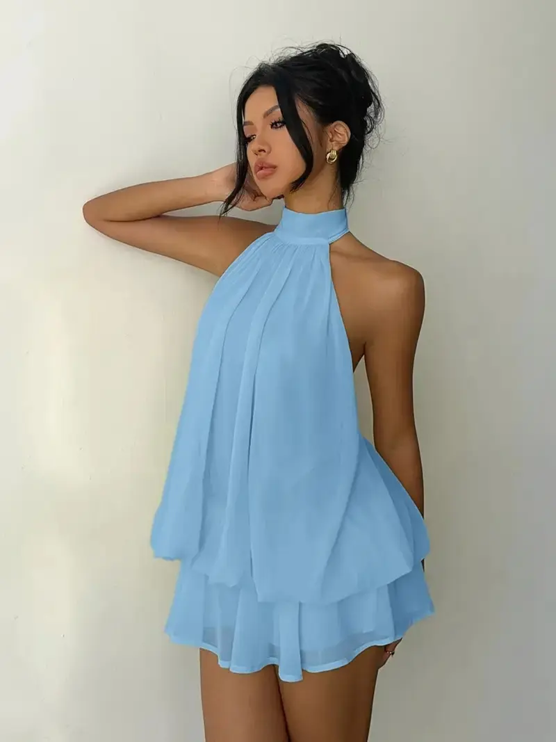 halter sleeveless backless dress - TikTok Shop