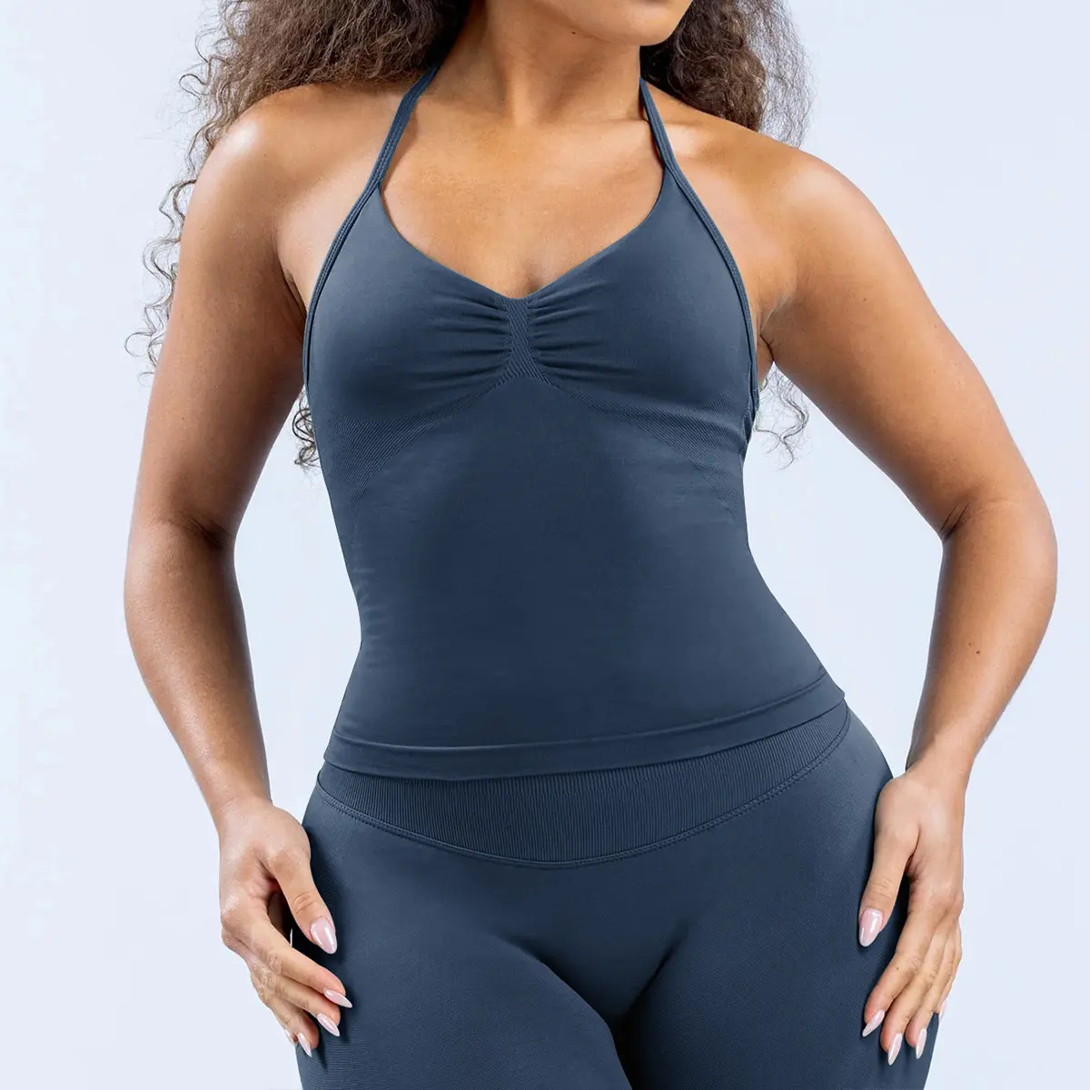 Cami + Shorts ) Blue Gray