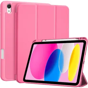 Case For iPad (A16) 11th Generation 11 Inch 2025,iPad 10th Generation 10.9 Inch 2022 With Pencil Holder, Hybrid Cover with Soft TPU Back, Supports Touch ID, Auto Wake/Sleep -Pink