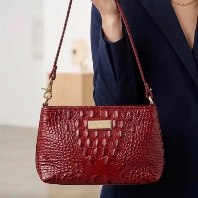 Brahmin Melbourne Cherry/mahogany satchel/wristlet bag