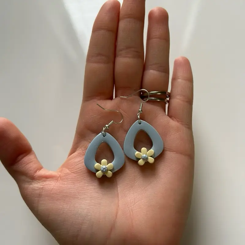 April Showers Handmade Clay Earrings, Pastel Floral Polymer Clay Earrings, Handmade Daisy Jewelry