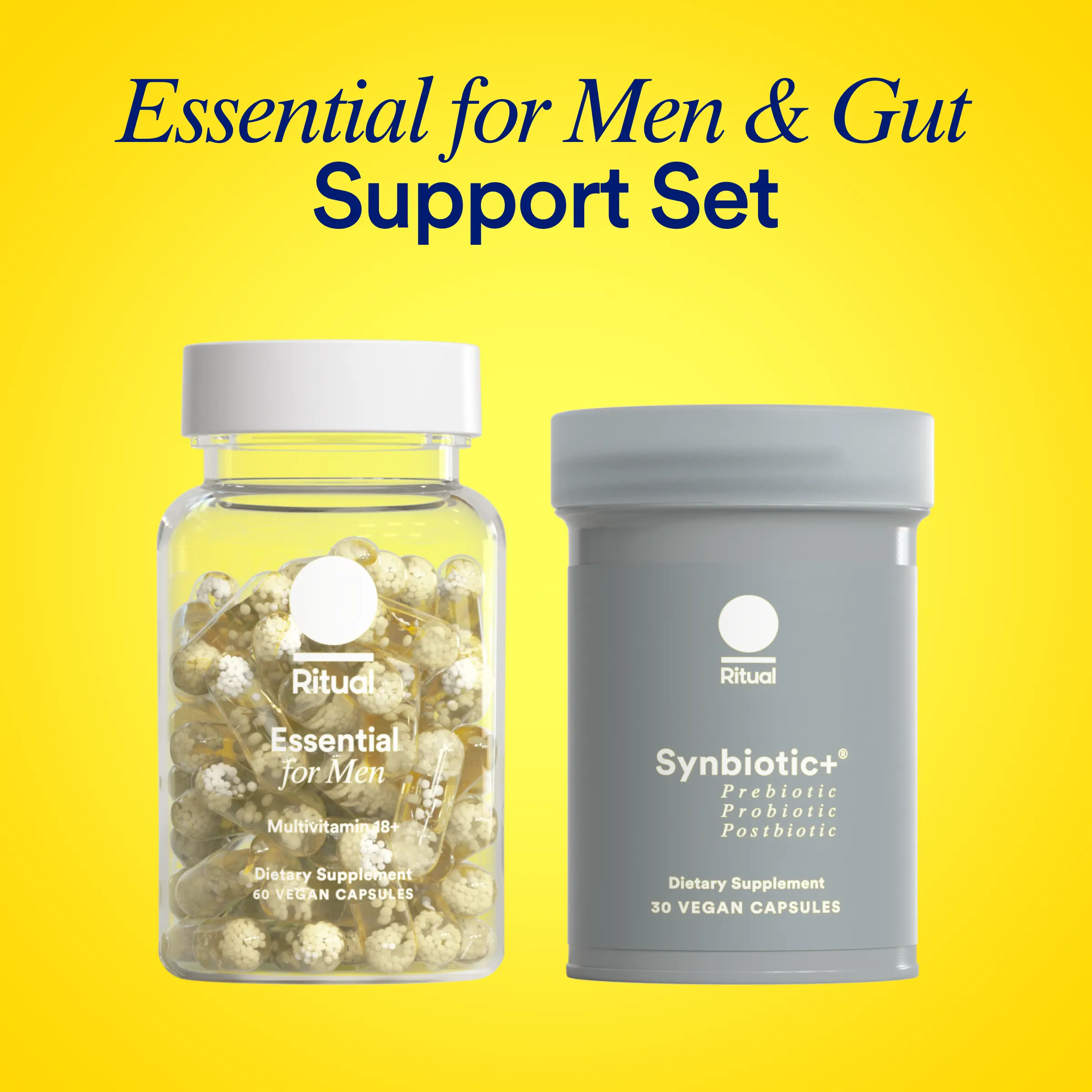 Ritual Essential Multivitamin for Men 18+ & Daily Gut Health Support, 30 Days Supply Ritual Essential Multivitamin for Men 18+ & Daily Gut Health Support, 30 Days Supply
