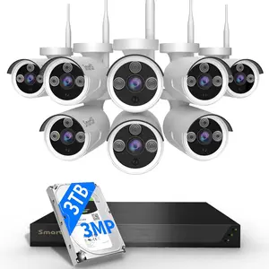 Wireless Security Camera System, 8CH with 4 5MP Cameras, 3TB HDD, Night Vision, Motion Detection, Indoor/Outdoor Video Surveillance, Free App (5MP-3TB Hard Drive)