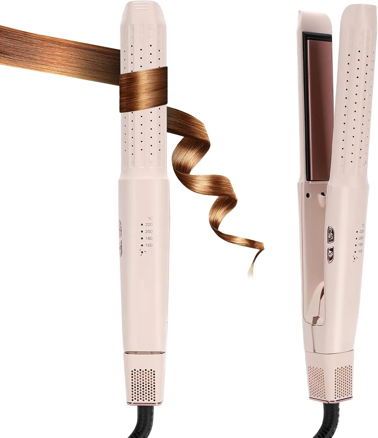 Airflow Styler Negative Ion PTC Heater Hair Straightener Curler 4 Temperature Settings Fast Heating US
