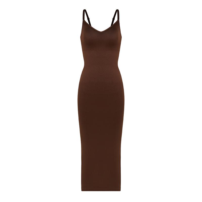 FeelinGirl Seamless Spaghetti Strap V-neck Maxi Built-in Shaper Dress Basic Casual Fabric Womenswear Springtok FeelinGirl Seamless Spaghetti Strap V-neck Maxi Built-in Shaper Dress Basic Casual Fabric Womenswear Springtok