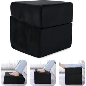 Adjustabl Foot Rest Under Desk for Office, High-Density Foam Foot Rest with 3 Adjustable Heights, Ergonomic Footrest with Washable Cover for Home, Airplane, Travel(16 * 14.5 * 17in, Black)